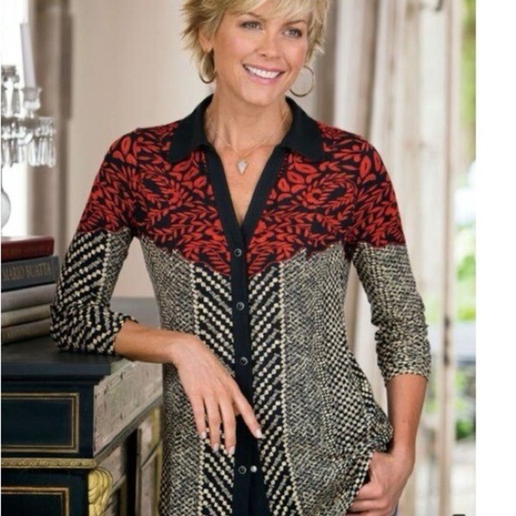 Soft Surroundings Calistoga Snap Front Shirt Size M - Picture 1 of 5